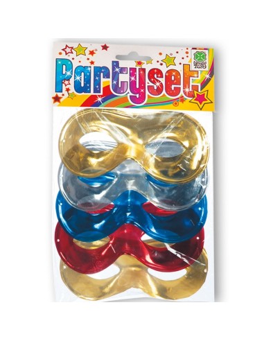 Set 5 maschere farfalla metallizzate oro argento blu rosso verde per feste mascherate