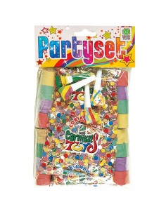 Party set con stelle filanti colorate, buste coriandoli e lingue per festa di Carnevale