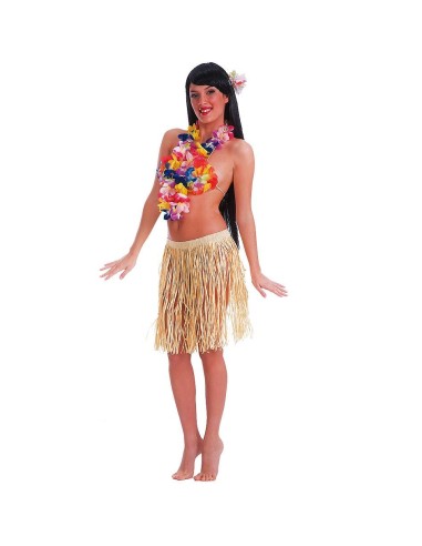 Gonna hawaiana in rafia naturale 45cm per costume tropicale e feste a tema