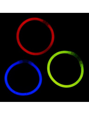 Set tre bracciali luminosi fosforescenti rosso blu verde che si illuminano al buio per feste
