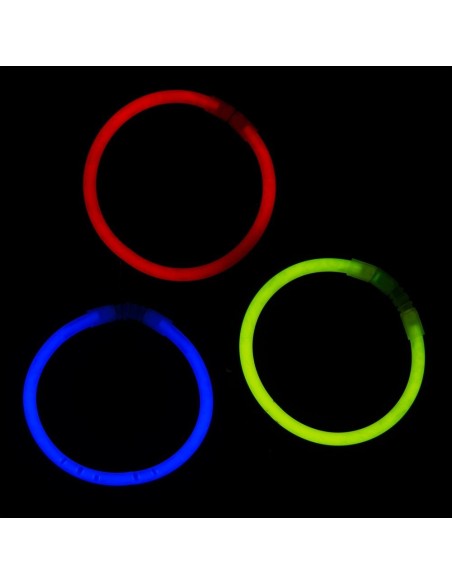 Set tre bracciali luminosi fosforescenti rosso blu verde che si illuminano al buio per feste