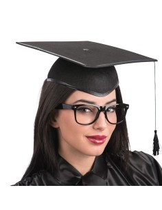 Cappello da laurea nero in feltro con tocco quadrato e nappa per festa diploma