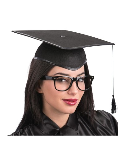 Cappello da laurea nero in feltro con tocco quadrato e nappa per festa diploma