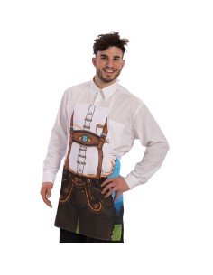 Grembiule bavarese uomo con stampa lederhosen e bretelle per feste Oktoberfest
