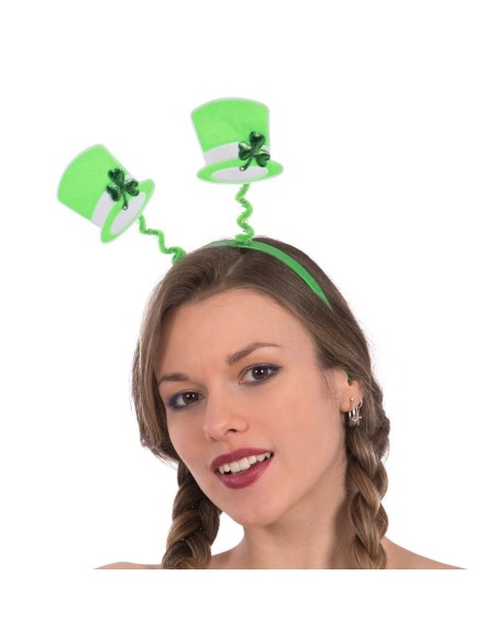 Cerchietto con cappellini verdi decorati trifogli San Patrizio festa irlandese accessorio