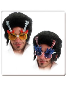 Occhiali da sole a forma di chitarre elettriche colorate per costume da rockstar musicista