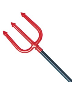 Forcone rosso 60cm con tre punte e manico nero per costume diavolo Halloween horror