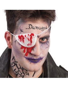 Benda pirata insanguinata in tessuto bianco con macchie rosse per costume Halloween horror