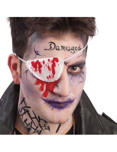 Benda pirata insanguinata in tessuto bianco con macchie rosse per costume Halloween horror