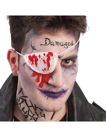 Benda pirata insanguinata in tessuto bianco con macchie rosse per costume Halloween horror