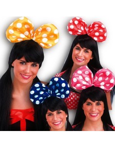 Cerchietti con fiocchi a pois colorati rosso giallo blu rosa per costume Minnie Mouse Disney
