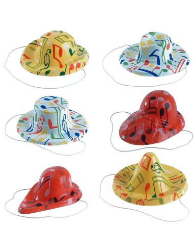Set 24 cappelli mignon colorati con stampe musicali per feste e celebrazioni, diametro 12cm
