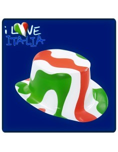 Cilindro Italia tricolore verde bianco rosso in plastica per feste patriottiche