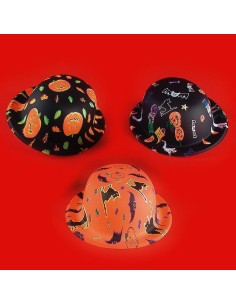 Bombette in plastica con stampe Halloween zucche pipistrelli stelle colorate nero arancione