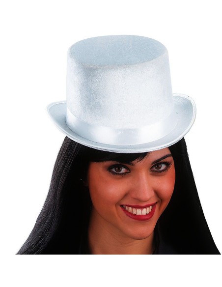 Cilindro bianco elegante in velluto e feltro per costumi vittoriani e feste a tema