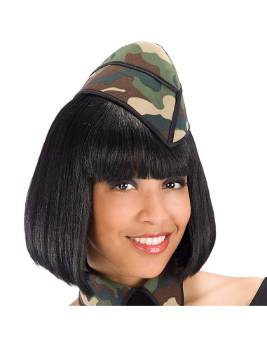 Cappello soldatessa mimetico verde marrone beige tessuto costume militare donna