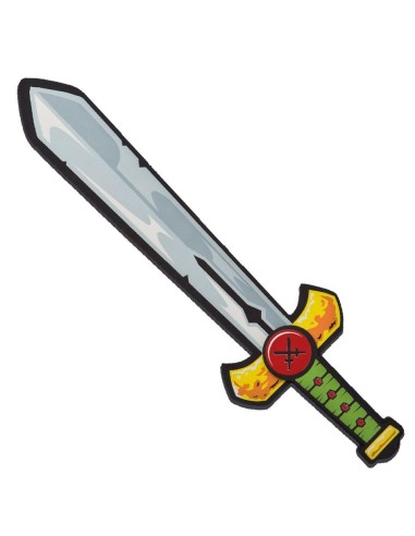 Spada da cavaliere medievale in EVA per bambini con impugnatura dorata e lama argentata lunga 52 cm