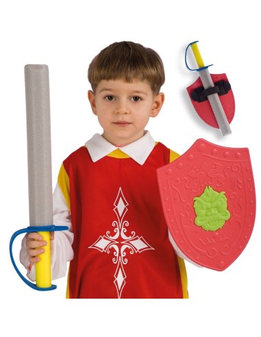 Set spada e scudo da cavaliere medievale in EVA per bambino con decorazioni colorate