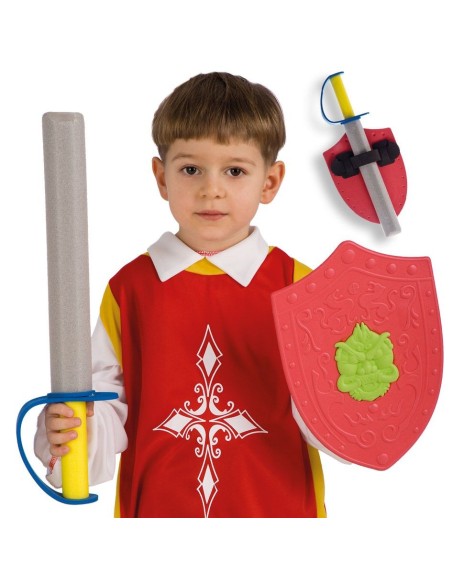 Set spada e scudo da cavaliere medievale in EVA per bambino con decorazioni colorate