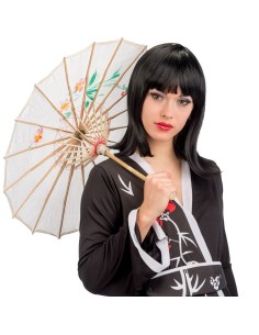 Ombrellino orientale di carta decorato con fiori per costume geisha accessorio tradizionale giapponese