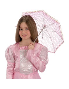 Ombrellino di pizzo rosa delicato diametro 54 cm per costumi vintage donna