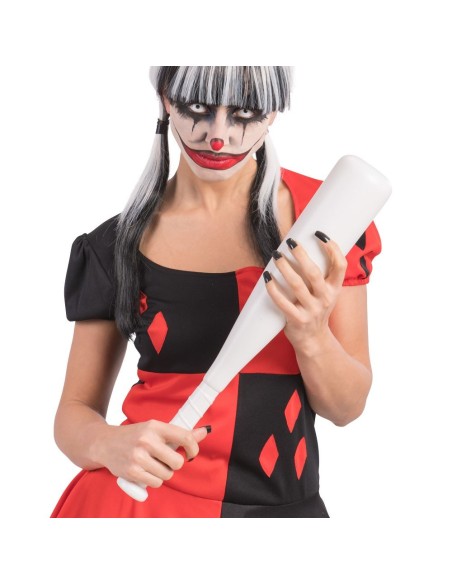 Mazza da baseball bianca in plastica lunga 50 cm per costumi Halloween e accessori travestimenti horror