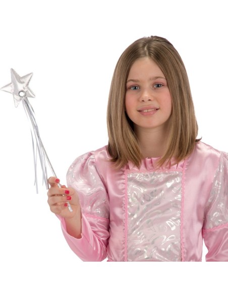 Bacchetta magica fata argento con stella e nastri tessuto per costume bambina carnevale
