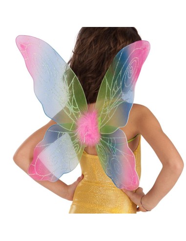 Ali farfalla multicolor rosa blu verde con sfumature magiche per costume carnevale bambina donna