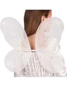 Ali da farfalla bianche 45x40cm con nervature dettagliate per costumi e travestimenti