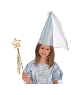 Bacchetta magica da fata dorata con stella decorativa per costumi fantasy bambina