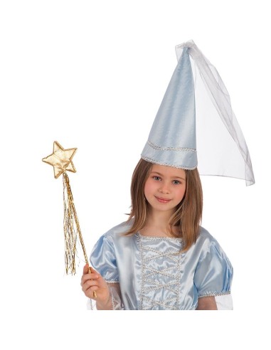 Bacchetta magica da fata dorata con stella decorativa per costumi fantasy bambina