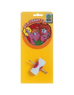 Accessorio scherzo dito finto trafitto da chiodo per Halloween e feste horror