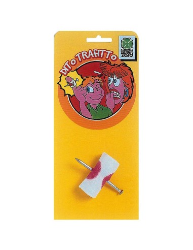 Accessorio scherzo dito finto trafitto da chiodo per Halloween e feste horror