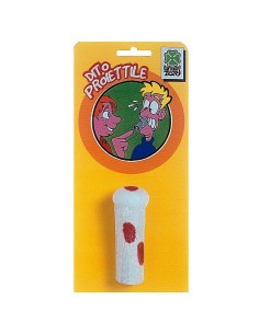 Dito proiettile finto attraversato per scherzi e gag divertenti su confezione gialla