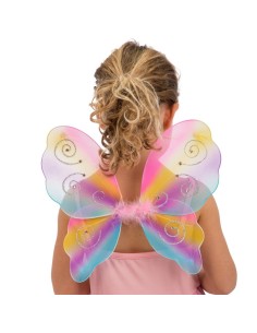 Ali da farfalla multicolor con decorazioni dorate per costume bambina carnevale festa