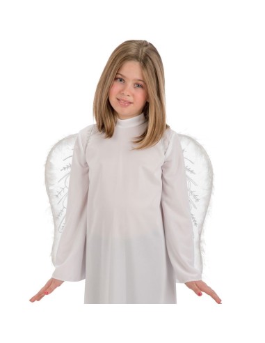 Ali bianche da angelo in piume di marabout per costumi teatrali e feste in maschera