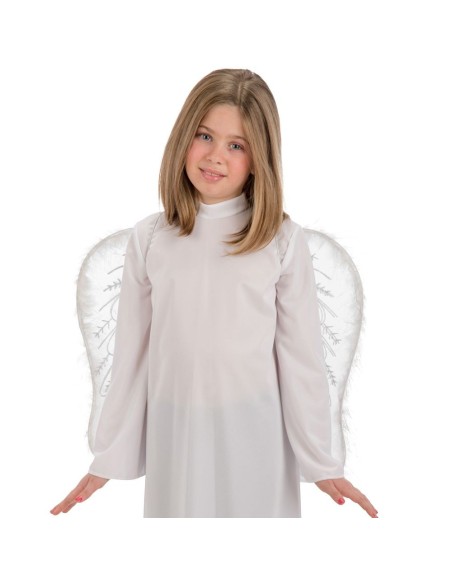 Ali bianche da angelo in piume di marabout per costumi teatrali e feste in maschera