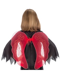 Ali rosse e nere per bambina dimensioni 45x44 cm costume Halloween diavolo