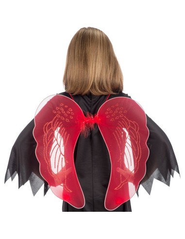 Ali rosse e nere per bambina dimensioni 45x44 cm costume Halloween diavolo