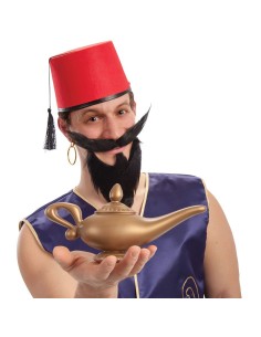 Lampada magica dorata del genio per costume Aladdin accessorio feste a tema orientale