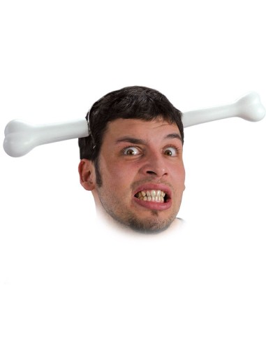 Cerchietto Halloween con osso bianco che attraversa la testa per effetto spaccatesta horror