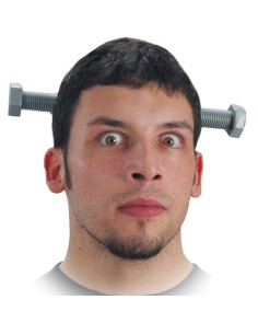 Cerchietto spaccatesta con viti metalliche accessorio horror Halloween costume macabro