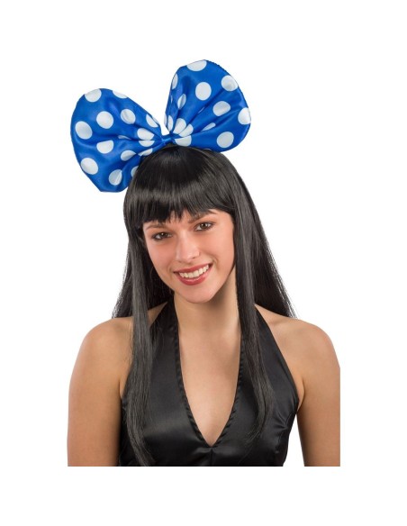 Cerchietto con fiocco blu a pois bianchi accessorio vintage pin-up anni 50