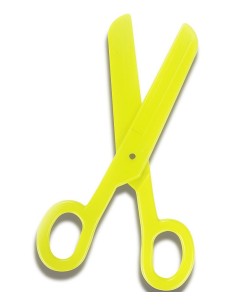 Forbici giganti gialle lunghe 40 cm accessorio scenico per teatro e costumi