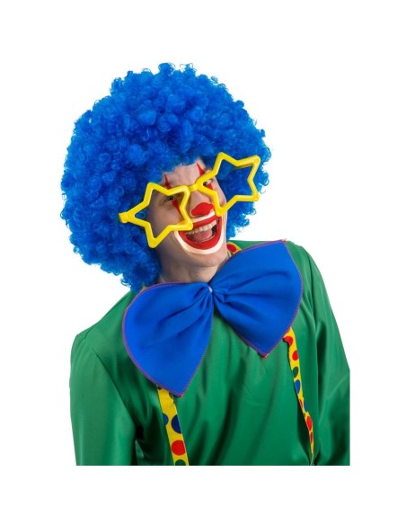 Occhiali giganti colorati a forma di stella senza lenti per costume da clown e feste a tema