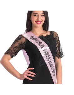Fascia rosa SPOSA DELL'ANNO a tracolla per addio al nubilato e feste pre-matrimoniali