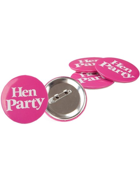 Set quattro spille rosa HEN PARTY per addio al nubilato con scritta bianca