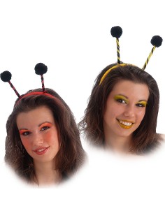 Cerchietti con antenne colorate rosso e giallo per costumi di Carnevale e Halloween