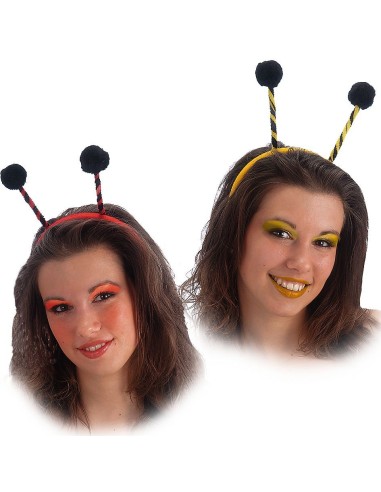 Cerchietti con antenne colorate rosso e giallo per costumi di Carnevale e Halloween