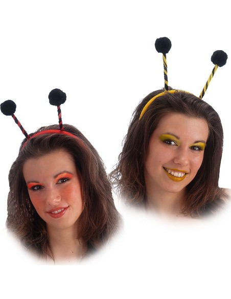 Cerchietti con antenne colorate rosso e giallo per costumi di Carnevale e Halloween